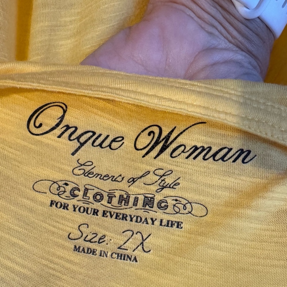 Onque Woman Yellow Slub Knit  Shirt w/Embroidery PLUS   2X   #Y - Picture 10 of 10